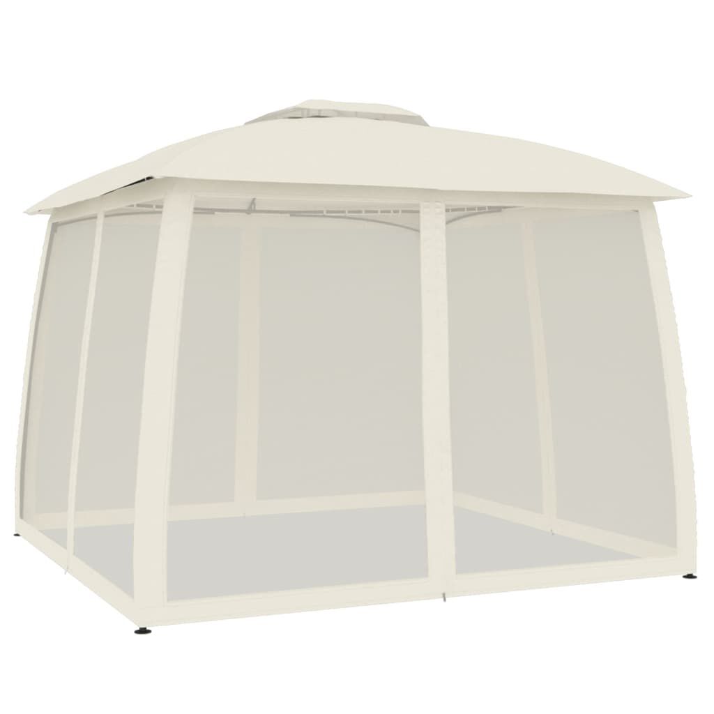 vidaXL Κιόσκι με Διπλούς Τοίχους/Δίχτυ Κρεμ 2,93x2,93 μ. από Ατσάλι