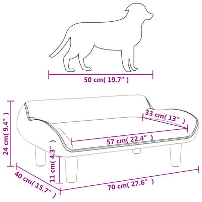 vidaXL Κρεβάτι Σκύλου Σκούρο Γκρι 70 x 40 x 24 εκ. Υφασμάτινη