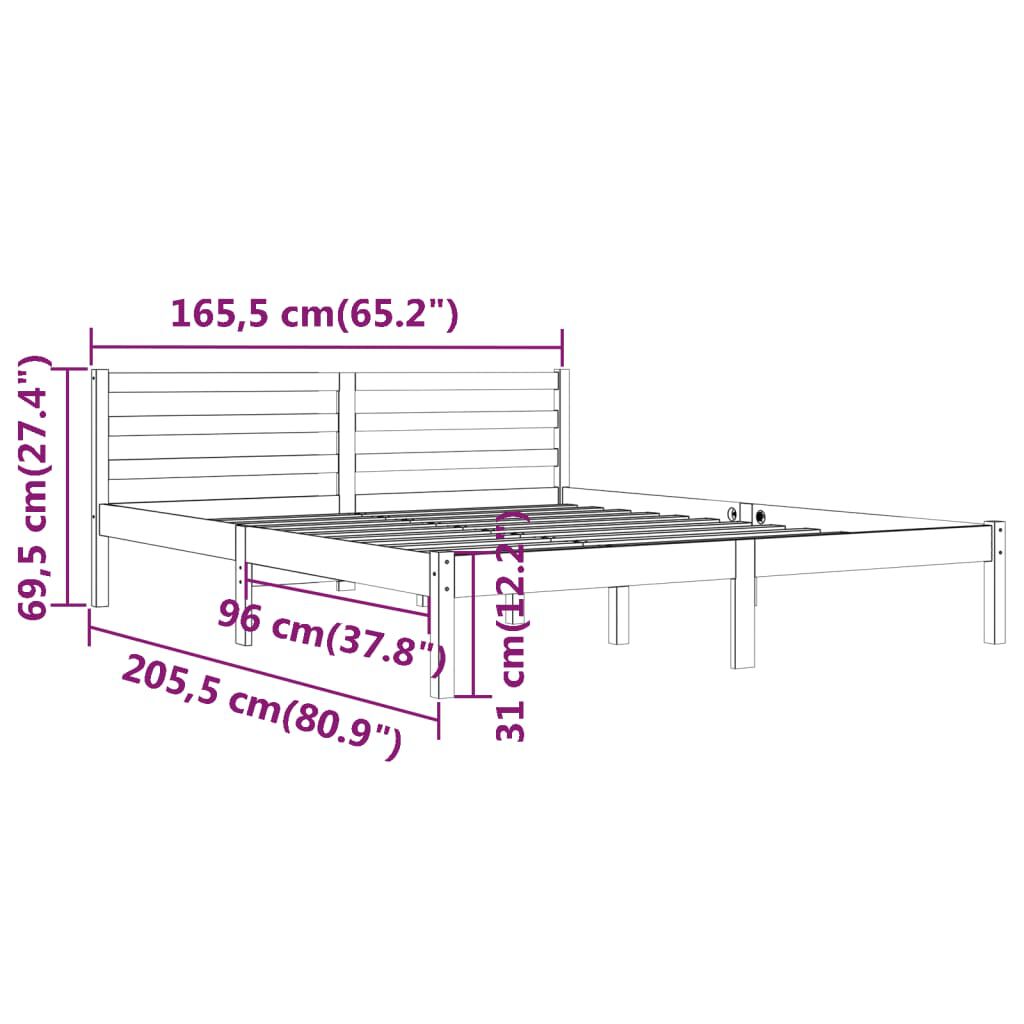vidaXL Πλαίσιο Κρεβατιού Λευκό 160 x 200 εκ. από Μασίφ Ξύλο Πεύκου