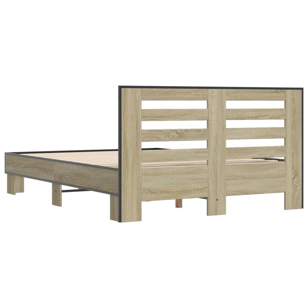 vidaXL Πλαίσιο Κρεβατιού Sonoma Δρυς 140x200 εκ. Επεξ. Ξύλο & Μέταλλο