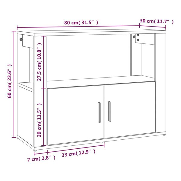 vidaXL Ντουλάπι Καπνιστή Δρυς 80x30x60 εκ. από Επεξεργασμένο Ξύλο