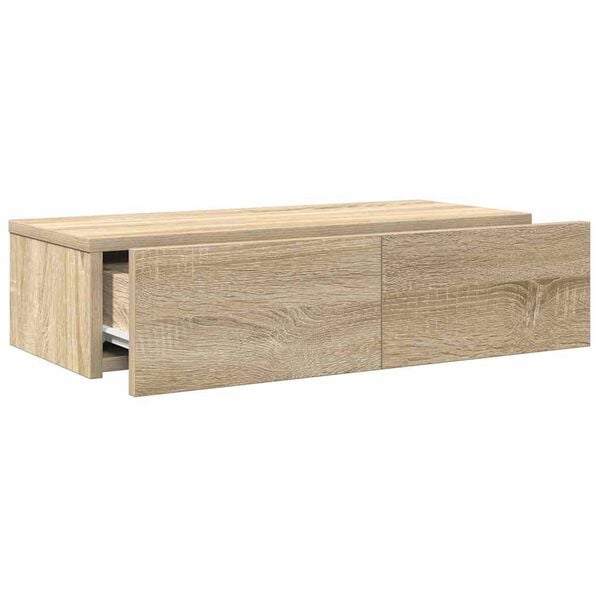 vidaXL Ράφι τοίχου με συρτάρια Δρυς sonoma 60x26,5x15 cm