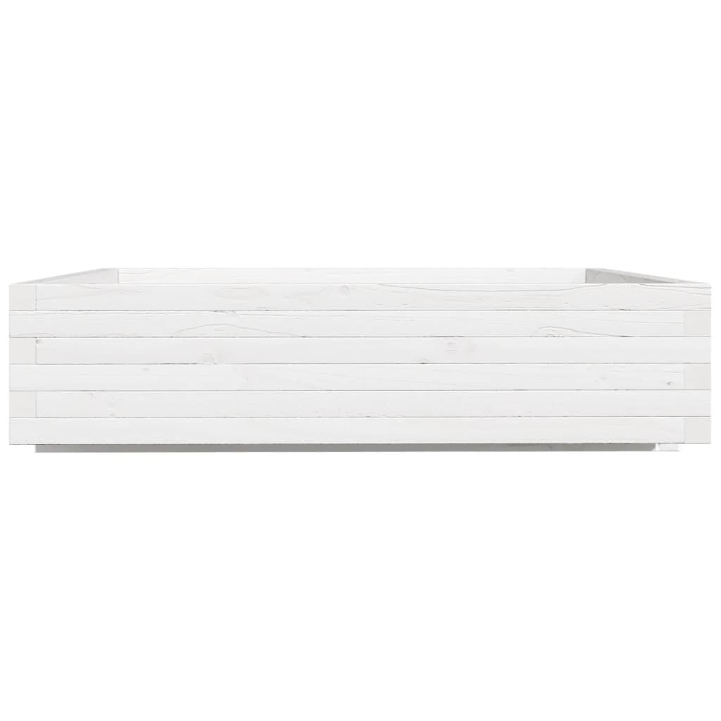 vidaXL Ζαρντινιέρα Κήπου Λευκή 100x100x26,5 εκ. από Μασίφ Ξύλο Πεύκου