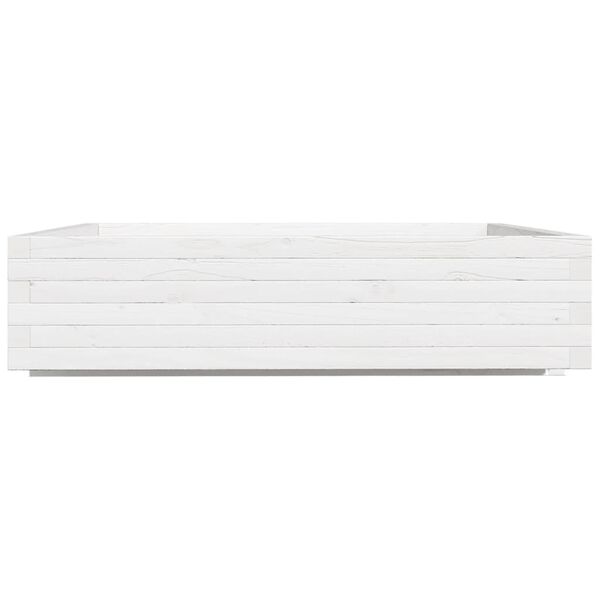 vidaXL Ζαρντινιέρα Κήπου Λευκή 100x100x26,5 εκ. από Μασίφ Ξύλο Πεύκου