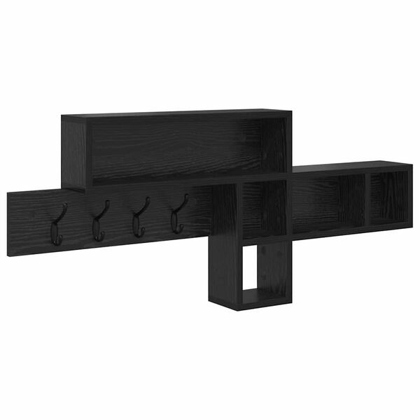 vidaXL Τοίχου Κρεμάστρα με ράφι Μαύρη δρυς 100 x 12 x 43.5 εκ