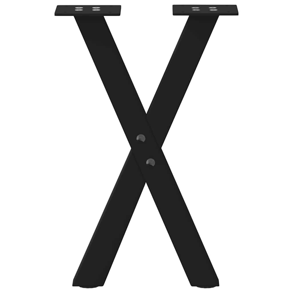 vidaXL Πόδια Τραπεζιού Σαλονιού σε Σχήμα Χ, 2 τεμ. Μαύρο 28x(42-43) εκ. Ατσάλι