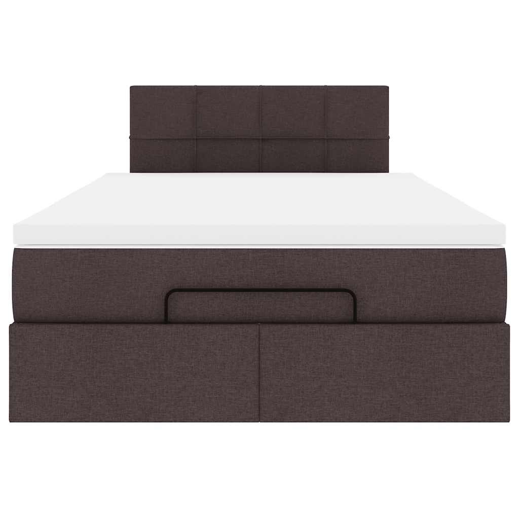 vidaXL Ottoman Κρεβάτι με Στρώμα Σκούρο Καφέ 120x200cm Ύφασμα