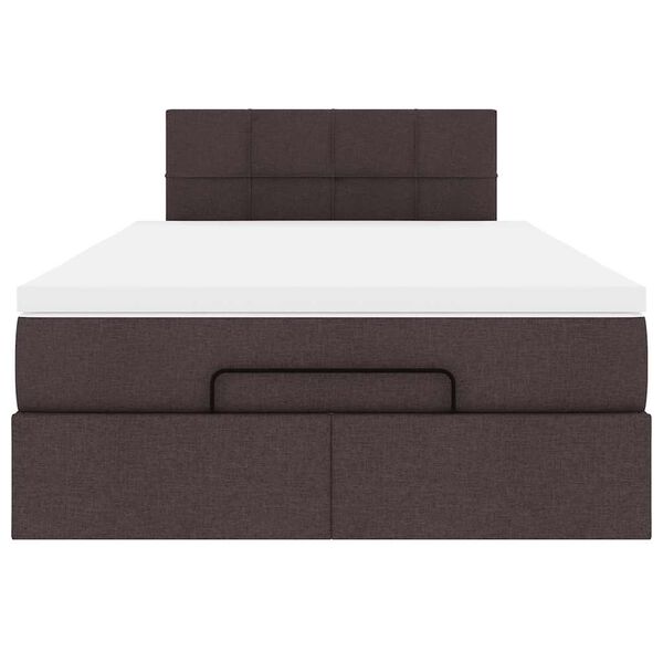 vidaXL Ottoman Κρεβάτι με Στρώμα Σκούρο Καφέ 120x200cm Ύφασμα