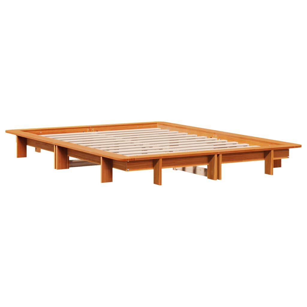 vidaXL Σκελετός Κρεβατιού Χωρίς Στρώμα Καφέ 140x200 Μασίφ Ξύλο Πεύκου