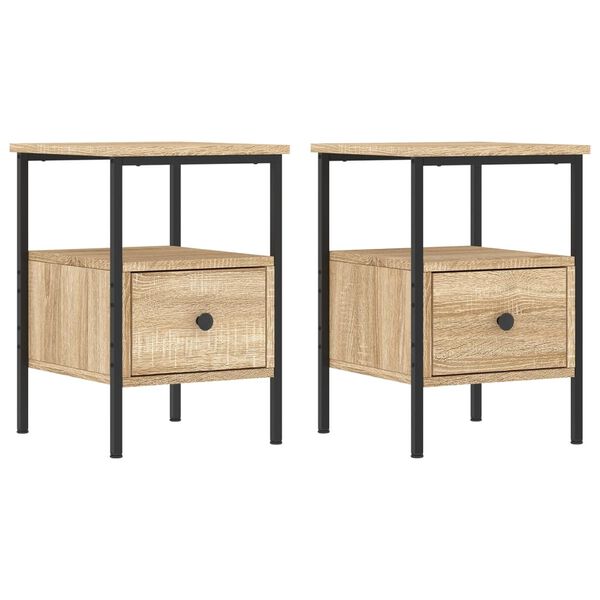 vidaXL Κομοδίνα 2 τεμ. Sonoma Δρυς 34 x 36 x 50 εκ. από Επεξεργ. Ξύλο