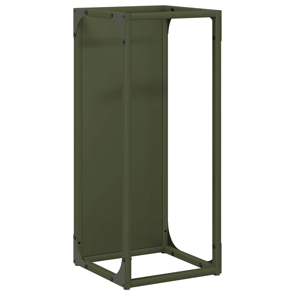 vidaXL Ράφι για καυσόξυλα Ελαιοπράσινο 25x25x60cm Ατσάλι ψυχρής έλασης