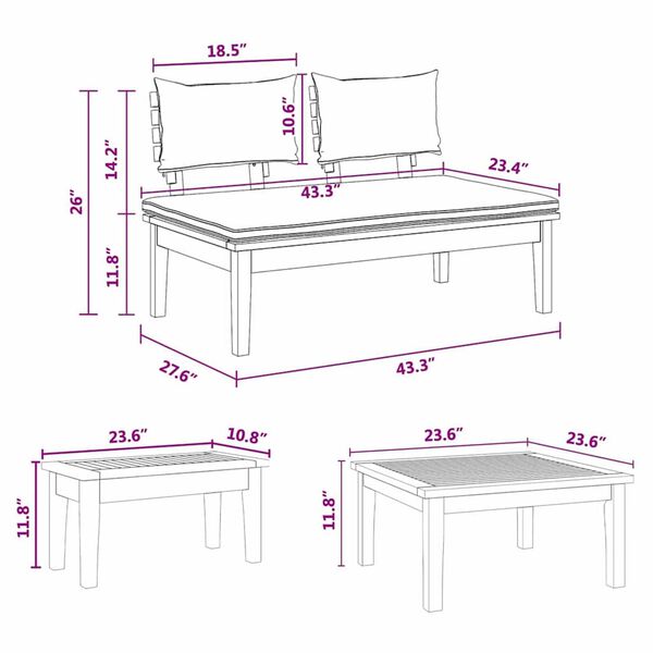 vidaXL Σετ Παγκάκι Κήπου 5 pcs Καφέ, Κρέμα Πολυ rattan, βαμμένο ατσάλι