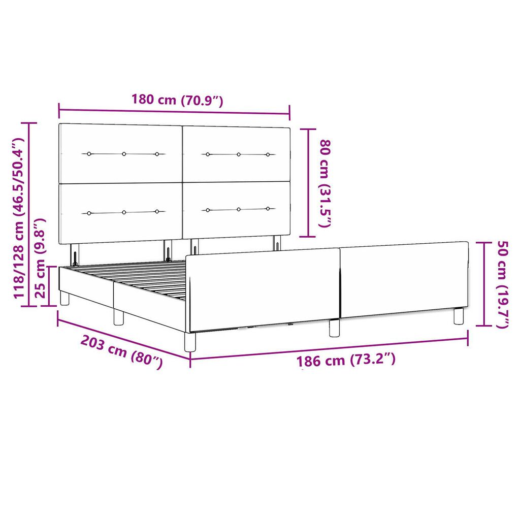 vidaXL Ροζ Βελούδινο Κρεβάτι 180x200 εκ.