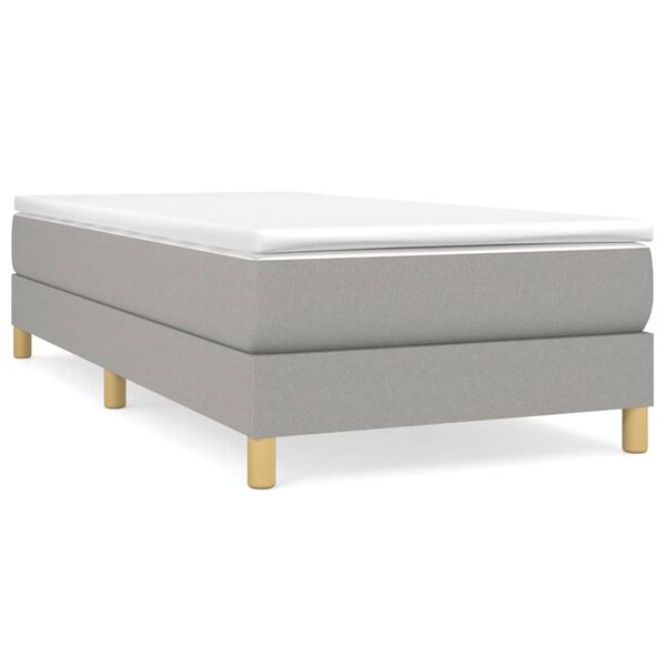 vidaXL Κρεβάτι Boxspring με Στρώμα Ανοιχτό Γκρι 90x190 εκ. Υφασμάτινο