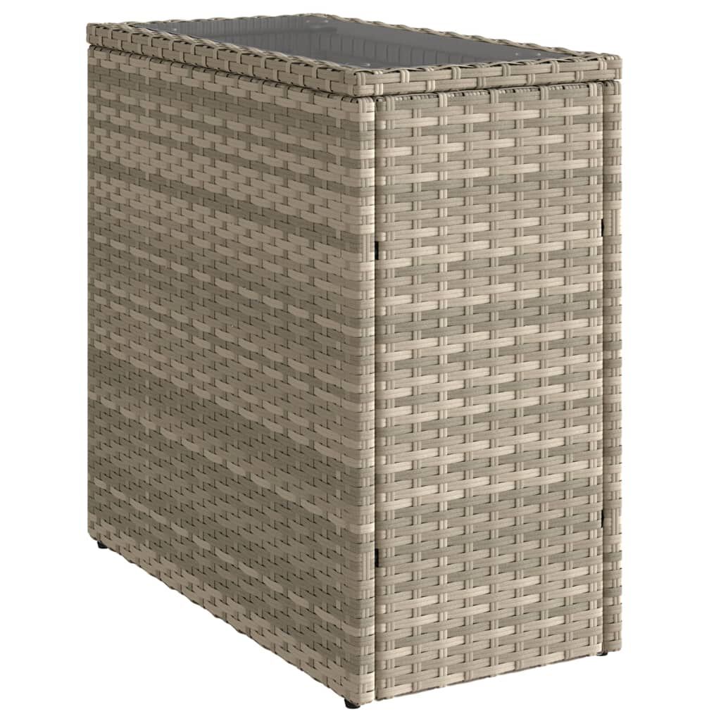 vidaXL Τραπέζι Κήπου με Γυάλινη Επιφ. Γκρι 58x27,5x55 εκ. Συνθ. Ρατάν