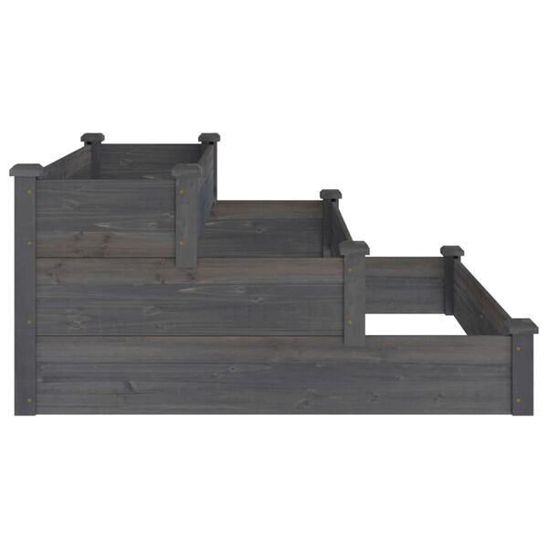 vidaXL Ζαρντινιέρα Υπερυψωμένη Γκρι 120x120x56 εκ. Μασίφ Ξύλο Ελάτης