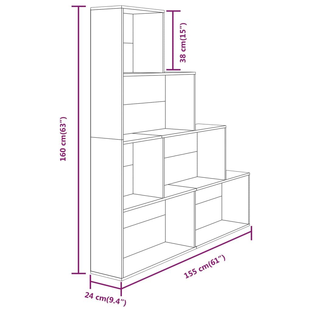 vidaXL Βιβλιοθήκη Γκρι Sonoma 155 x 24 x 160 εκ.