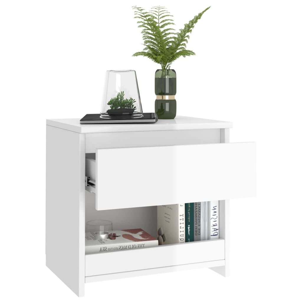 vidaXL Κομοδίνα 2 τεμ. Γυαλιστερό Λευκό 40 x 30 x 39 εκ. Επεξ. Ξύλο