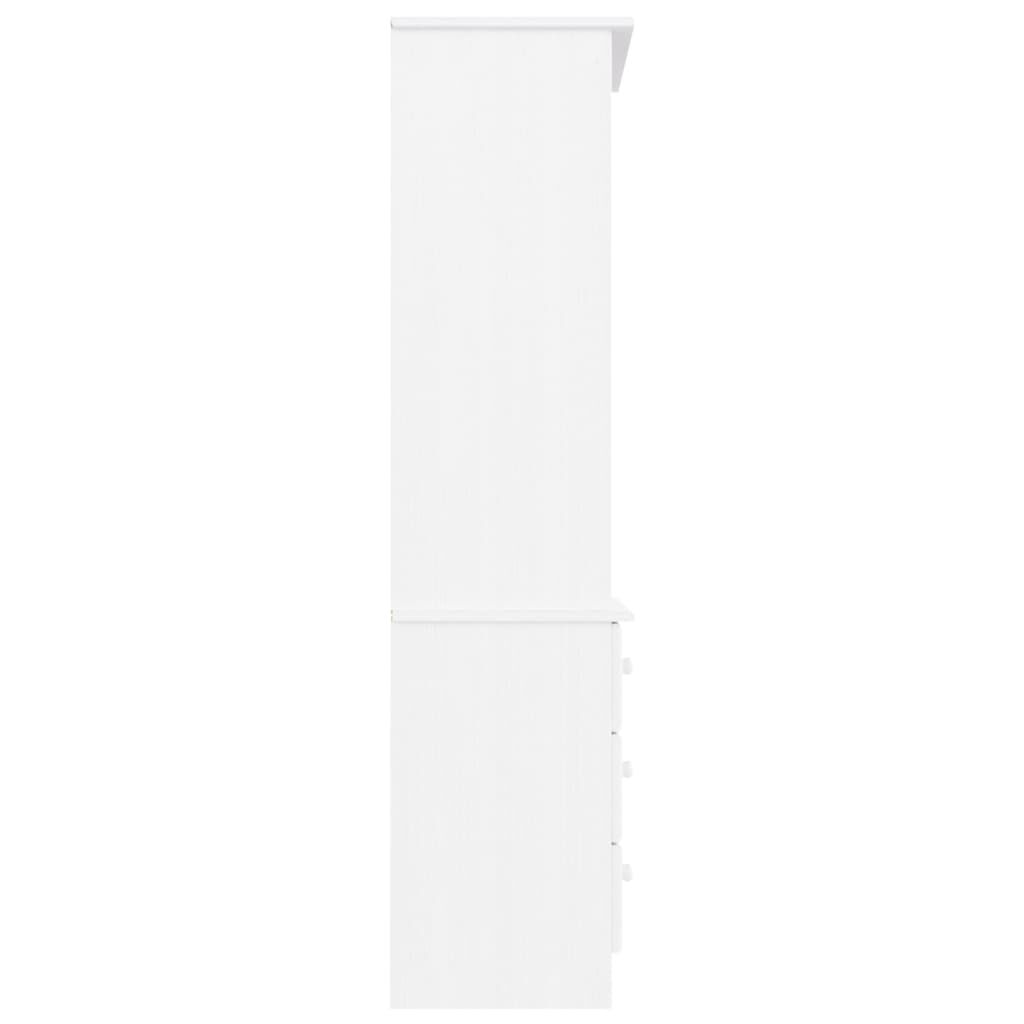 vidaXL Βιβλιοθήκη με Συρτάρια ALTA Λευκή 60x35x142εκ Μασίφ Ξύλο Πεύκου