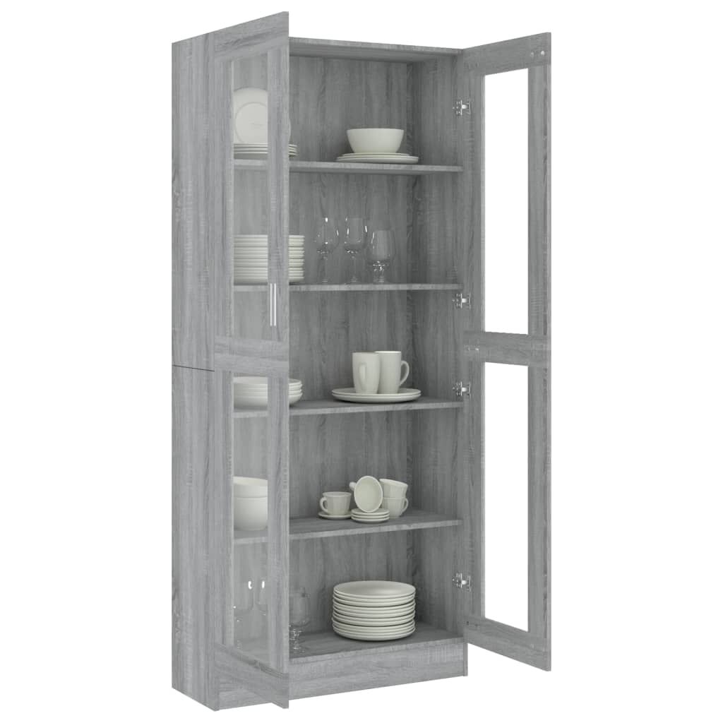 vidaXL Βιτρίνα Γκρι Sonoma 82,5x30,5x185,5 εκ. από Επεξεργασμένο Ξύλο