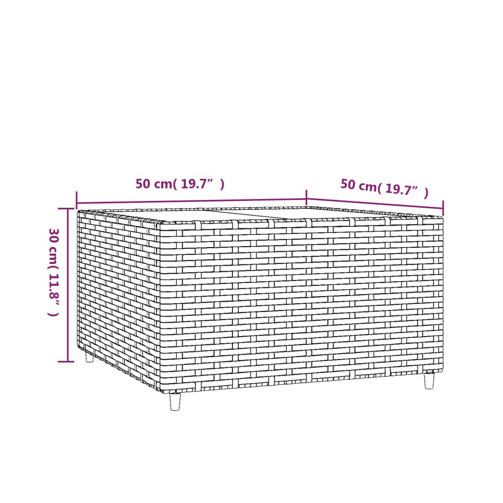 vidaXL Τραπέζάκι Κήπου Τετράγωνο Γκρι 50x50x30 εκ. από Συνθετικό Ρατάν