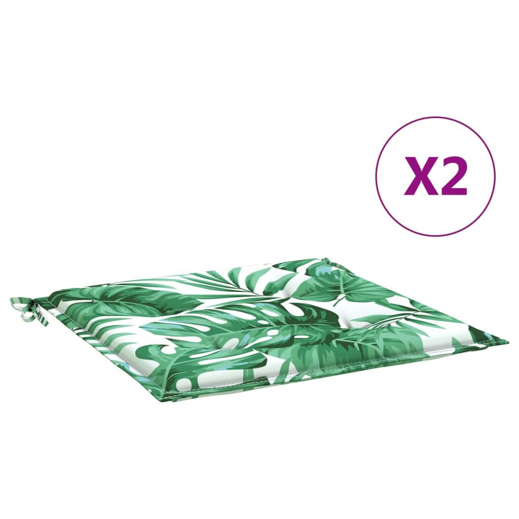 vidaXL Μαξιλάρια Καρέκλας 2 τεμ. Σχέδιο Φύλλων 40x40x3 εκ. Υφασμάτινα
