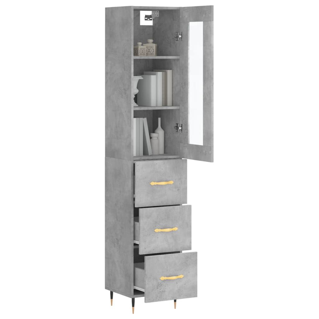 vidaXL Ντουλάπι Γκρι Σκυροδέματος 34,5x34x180 εκ. Επεξεργασμένο Ξύλο