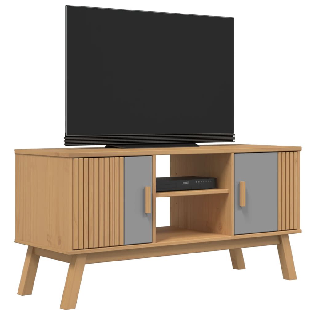vidaXL Έπιπλο Τηλεόρασης OLDEN ΓκριΚαφέ 114x43x57εκ. Μασίφ Ξύλο Πεύκου