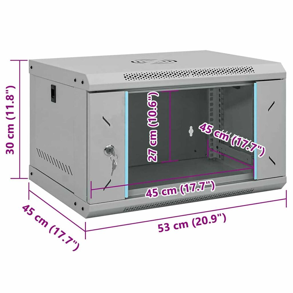 vidaXL Ντουλάπα δικτύου με αποθήκευση Γκρι 53 x 45 x 30 εκ Ατσάλι