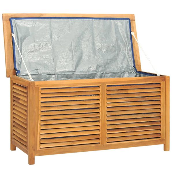 vidaXL Μπαούλο Αποθήκευσης Κήπου με Τσάντα 114x50x58εκ Μασίφ Ξύλο Teak