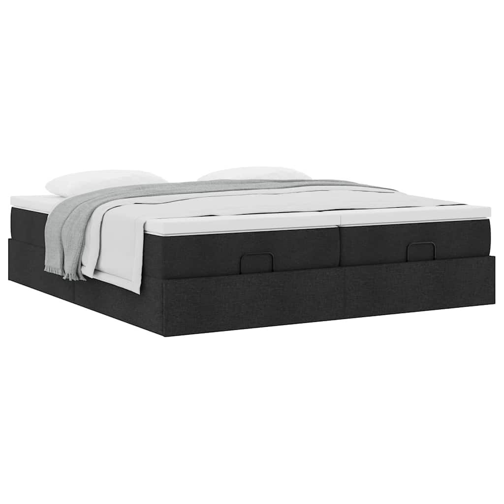vidaXL Οθωμανικό κρεβάτι με στρώματα Μαύρο 160x200cm Ύφασμα