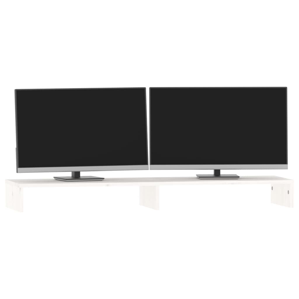 vidaXL Βάση Οθόνης Λευκή 100x27x10 εκ. από Μασίφ Ξύλο Πεύκου