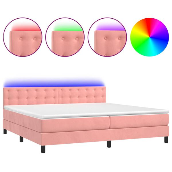 vidaXL &Kappa;&rho;&epsilon;&beta;ά&tau;&iota; Boxspring &mu;&epsilon; &Sigma;&tau;&rho;ώ&mu;&alpha; & LED &Rho;&omicron;&zeta; 200x200 &epsilon;&kappa;. &Beta;&epsilon;&lambda;&omicron;ύ&delta;&iota;&nu;&omicron;
