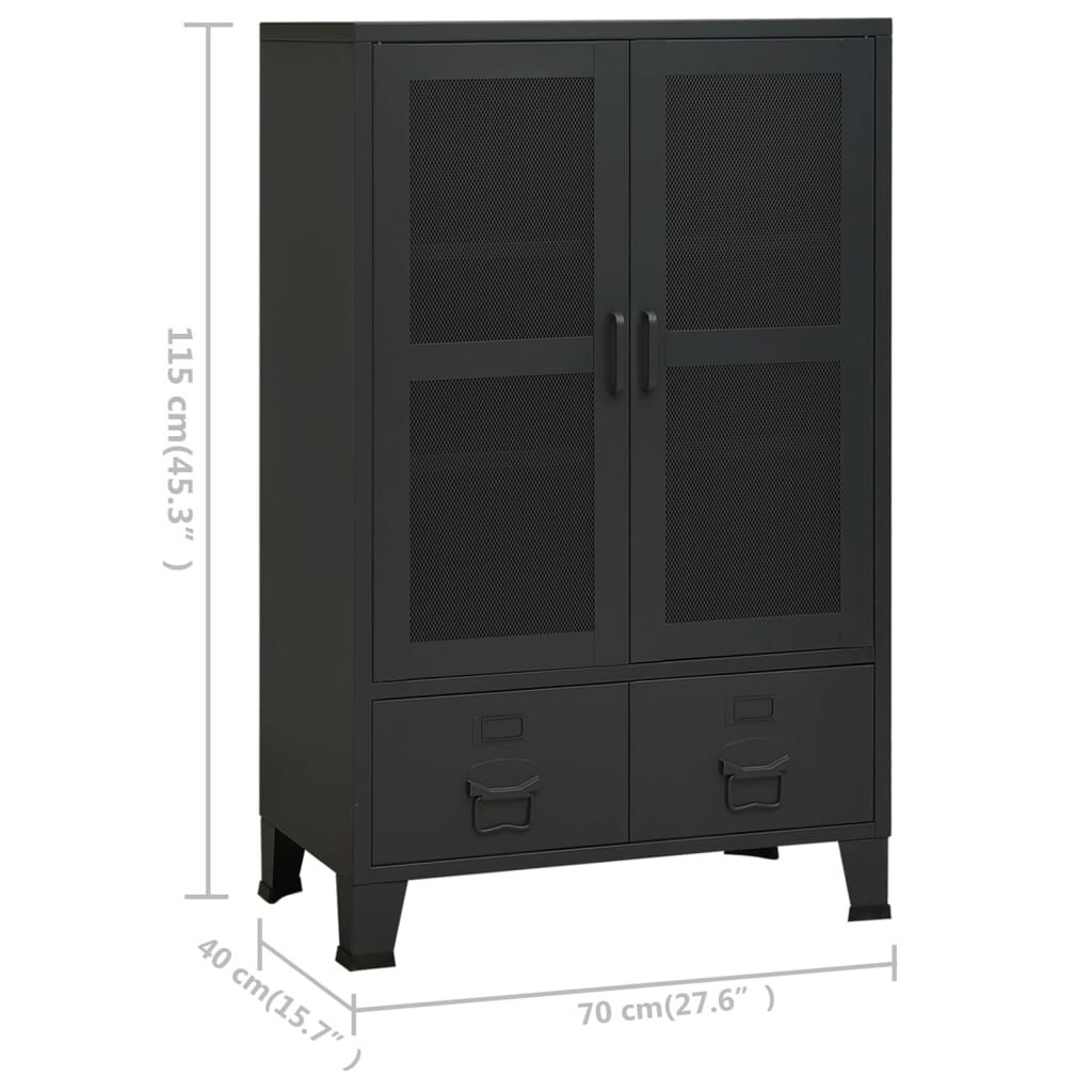 vidaXL Αρχειοθήκη Βιομηχανικού Στιλ Μαύρη 70 x 40 x 115 εκ. Ατσάλινη