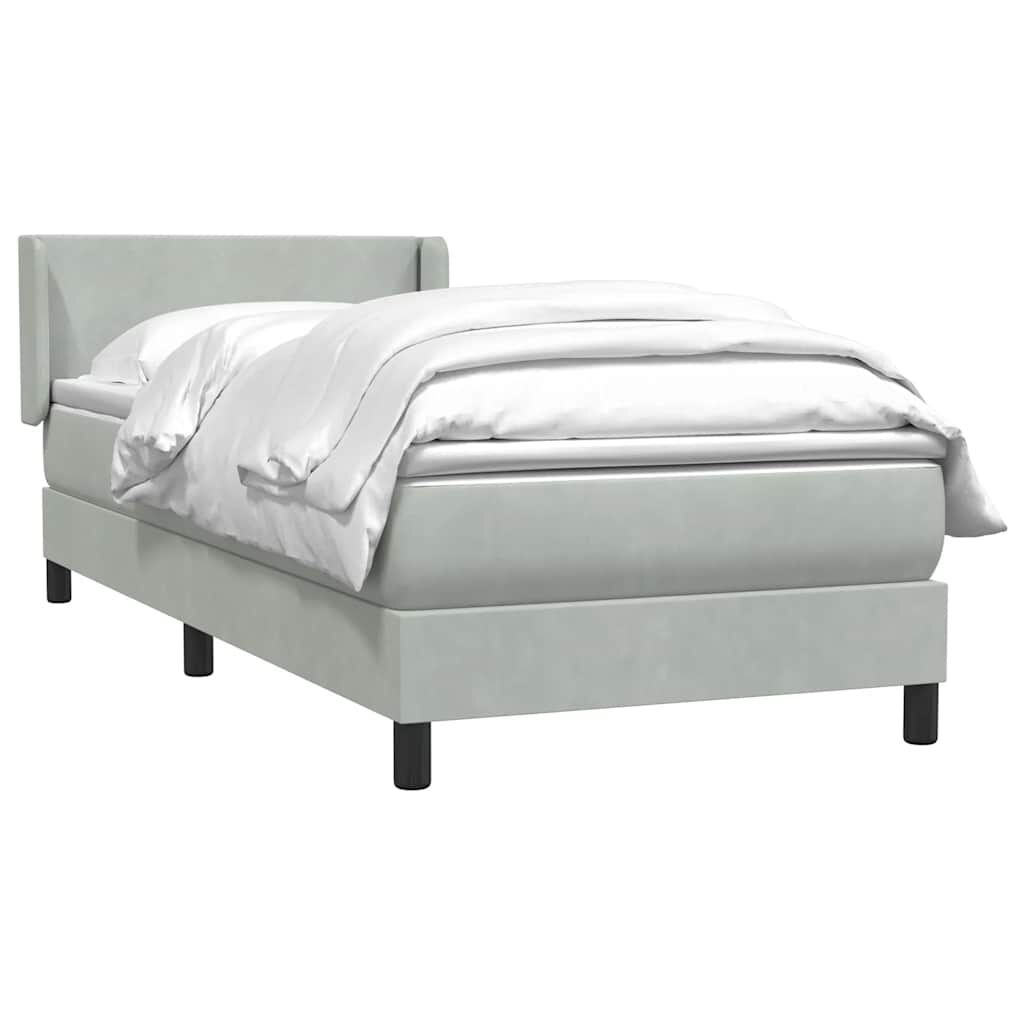 vidaXL Box Spring κρεβάτι με στρώμα ανοιχτό γκρι 90x210 cm Βελούδινο