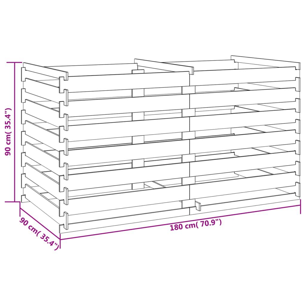 vidaXL Κάδος Κομποστοποίησης 180 x 90 x 90 εκ. Εμποτισμένο Ξύλο Πεύκου