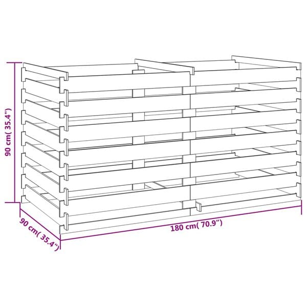 vidaXL Κάδος Κομποστοποίησης 180 x 90 x 90 εκ. Εμποτισμένο Ξύλο Πεύκου