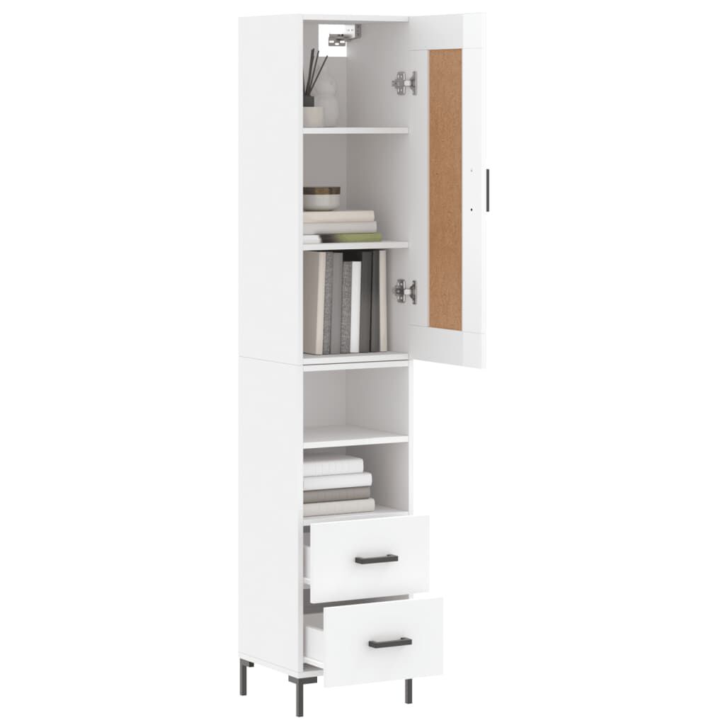 vidaXL Ντουλάπι Γυαλ. Λευκό 34,5 x 34 x 180 εκ. από Επεξεργασμένο Ξύλο
