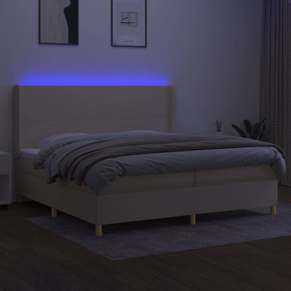 vidaXL &Kappa;&rho;&epsilon;&beta;ά&tau;&iota; Boxspring &mu;&epsilon; &Sigma;&tau;&rho;ώ&mu;&alpha; & LED &Kappa;&rho;&epsilon;&mu; 200x200 &epsilon;&kappa;. &Upsilon;&phi;&alpha;&sigma;&mu;ά&tau;&iota;&nu;&omicron;