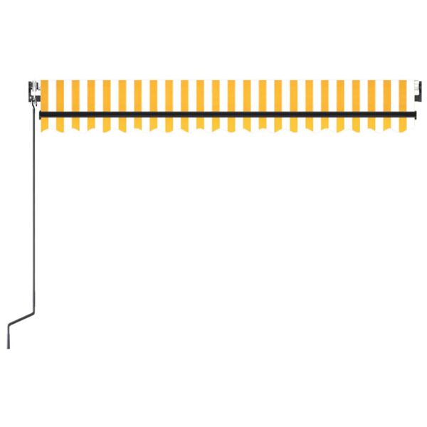vidaXL Τέντα Αυτόματη με LED & Αισθ. Ανέμου Κίτρινο/Λευκό 450x300 εκ.