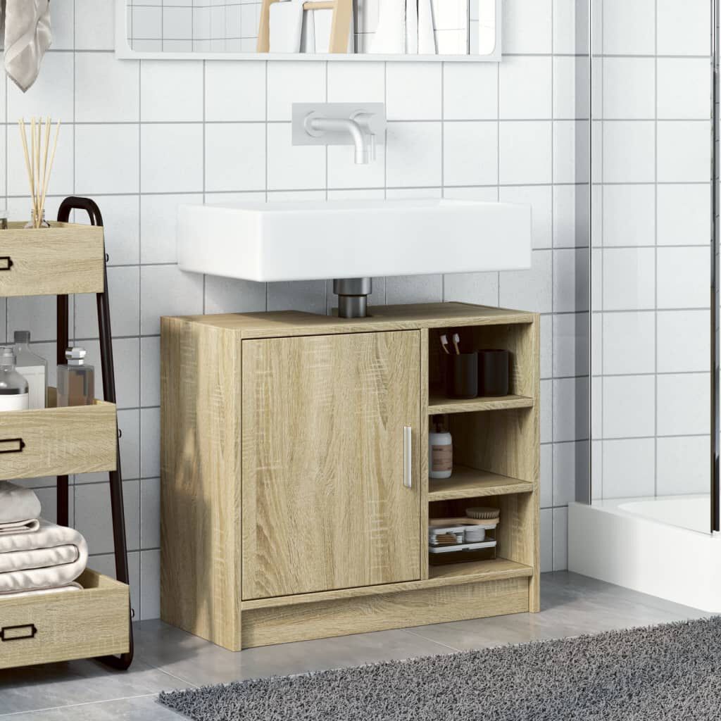 vidaXL Ντουλάπι Νιπτήρα Sonoma Δρυς 63x29x55 εκ. Επεξεργασμένο Ξύλο