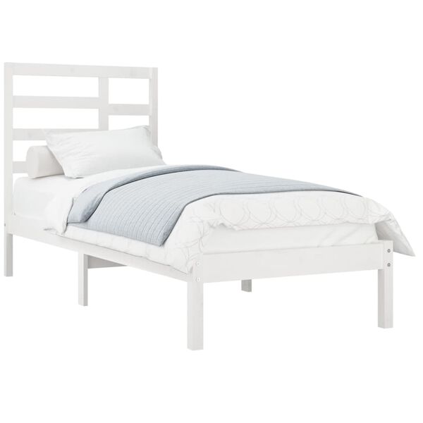 vidaXL Πλαίσιο Κρεβατιού Λευκό 75x190 εκ. Μασίφ Ξύλο Small Single