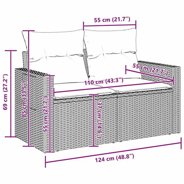 vidaXL Σετ Καναπέ Κήπου 12 pcs Γκρι συνθετικό ρατάν