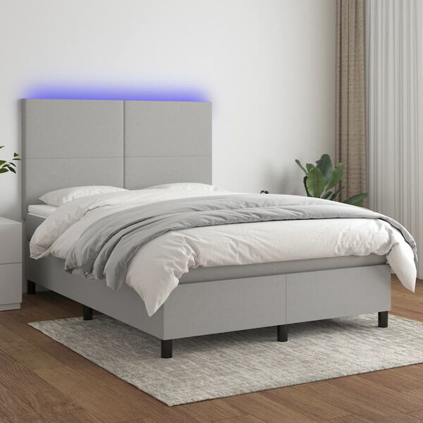 vidaXL &Kappa;&rho;&epsilon;&beta;ά&tau;&iota; Boxspring &mu;&epsilon; &Sigma;&tau;&rho;ώ&mu;&alpha; & LED &Alpha;&nu;.&Gamma;&kappa;&rho;&iota; 140x190&epsilon;&kappa;. &Upsilon;&phi;&alpha;&sigma;&mu;ά&tau;&iota;&nu;&omicron;