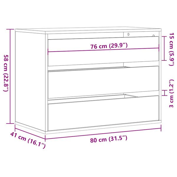 vidaXL Συρταριέρα Γωνιακή Μαύρη 80x41x58 εκ. από Επεξεργασμένο Ξύλο