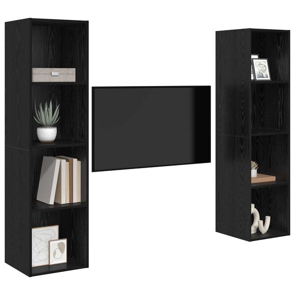 vidaXL Ντουλάπι TV 2 pcs Μαύρο 37 x 37 x 142.5 εκ Επεξεργασμένο ξύλο