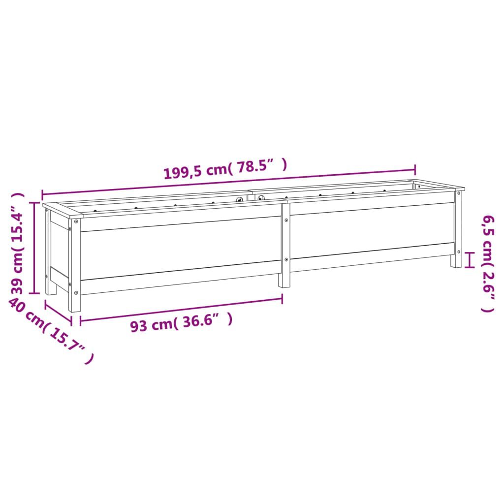 vidaXL Ζαρντινιέρα Υπερυψωμένη Λευκή 199,5x40x39 εκ. Μασίφ Ξύλο Πεύκου