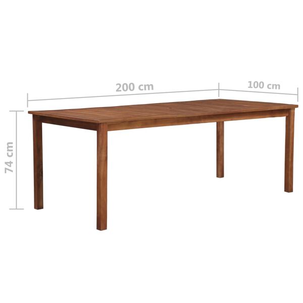 vidaXL Τραπέζι Κήπου 200 x 100 x 74 εκ. από Μασίφ Ξύλο Ακακίας