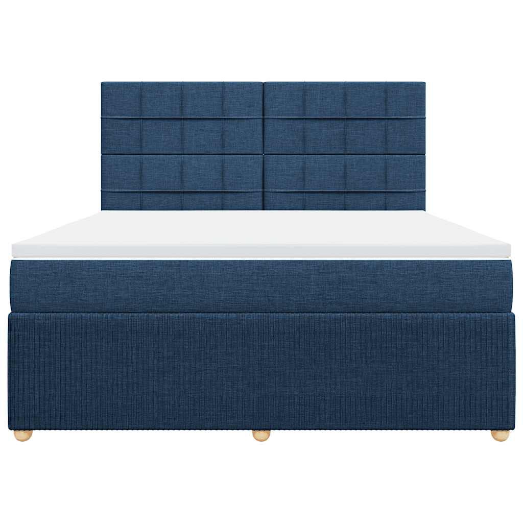 vidaXL Κρεβάτι Boxspring με Στρώμα Μπλε 180x200 εκ. Υφασμάτινο