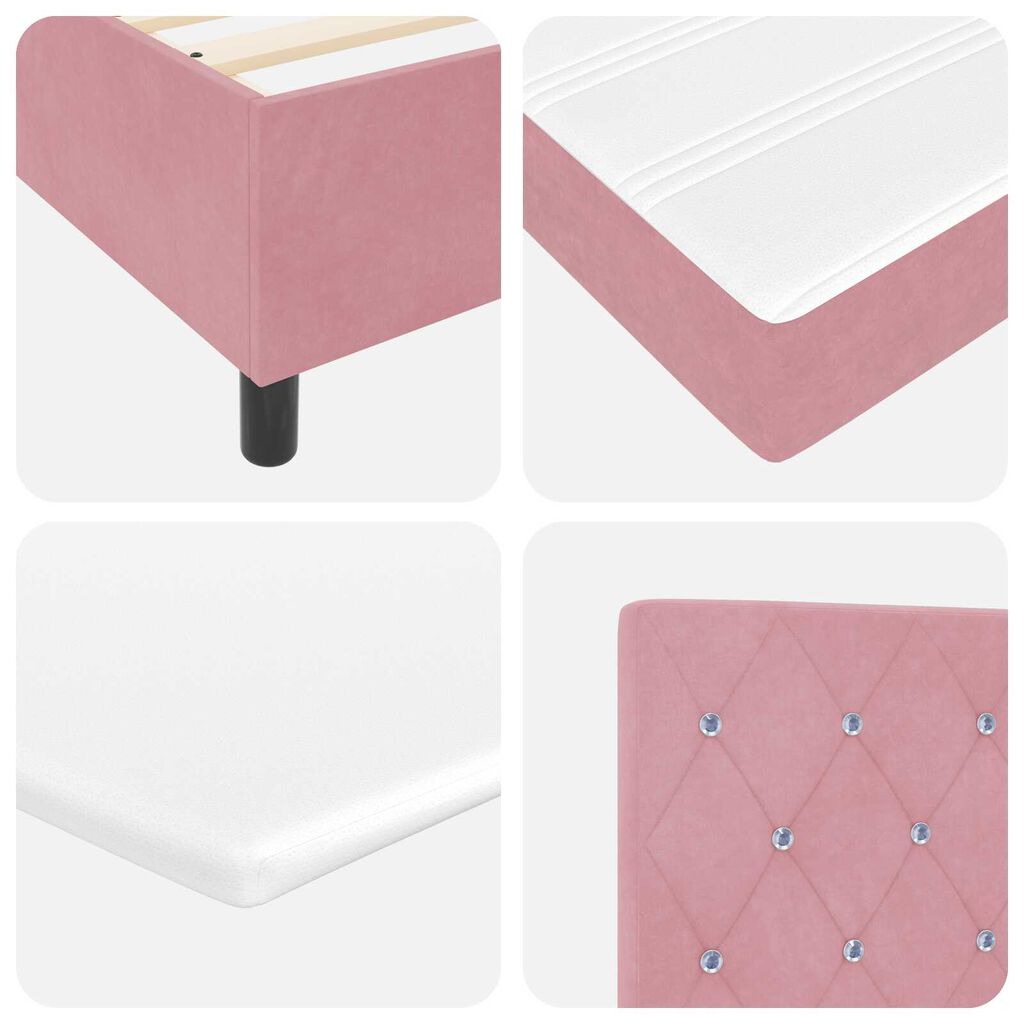 κρεβάτι box spring vidaXL με στρώμα Ροζ 160x200 εκ Βελούδο